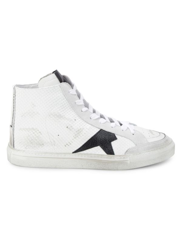John Richmond Embossed Leather High Top Sneakers